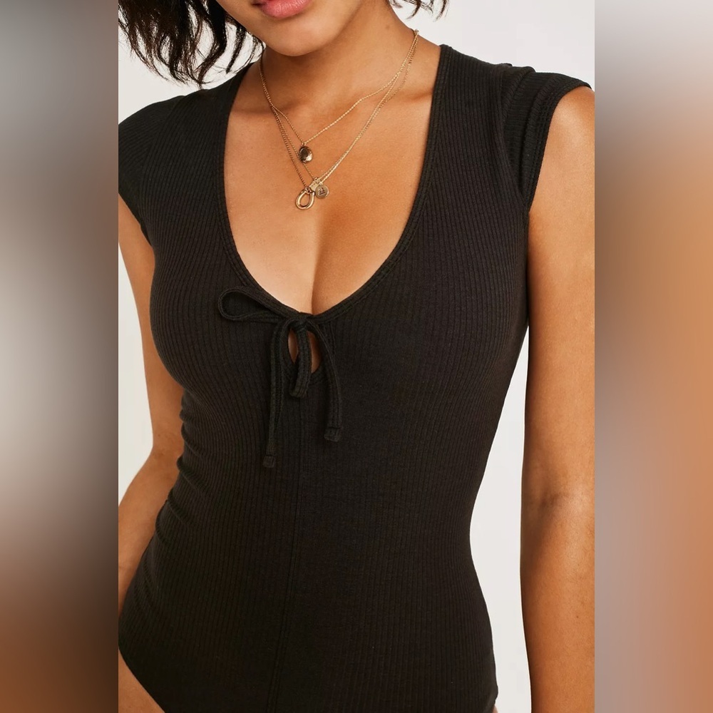 Urban Outfitters Out From Under Teresa Tie-front Bodysuit in Black - Size Small
